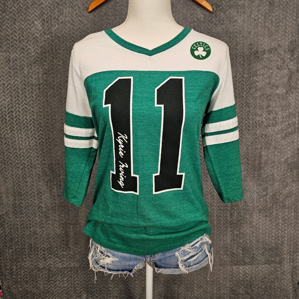 Fanatics Boston Celtics Kyrie Irving 11 V-Neck 3/4 Sleeve Shirt Green Womens M